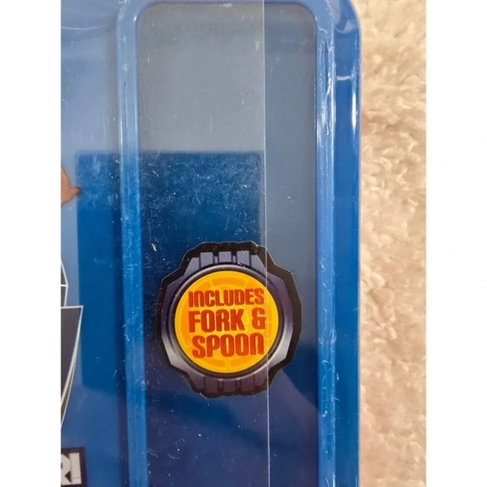 Marvel Ultimate Spider-Man Blue Food Storage Container Lunch Box Fork Spoon Set